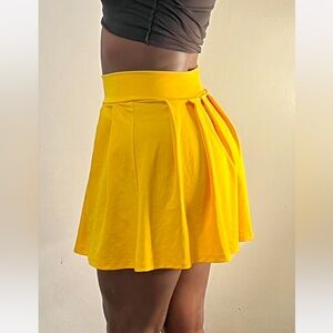 Bright Yellow Pleated Women's Skirt
